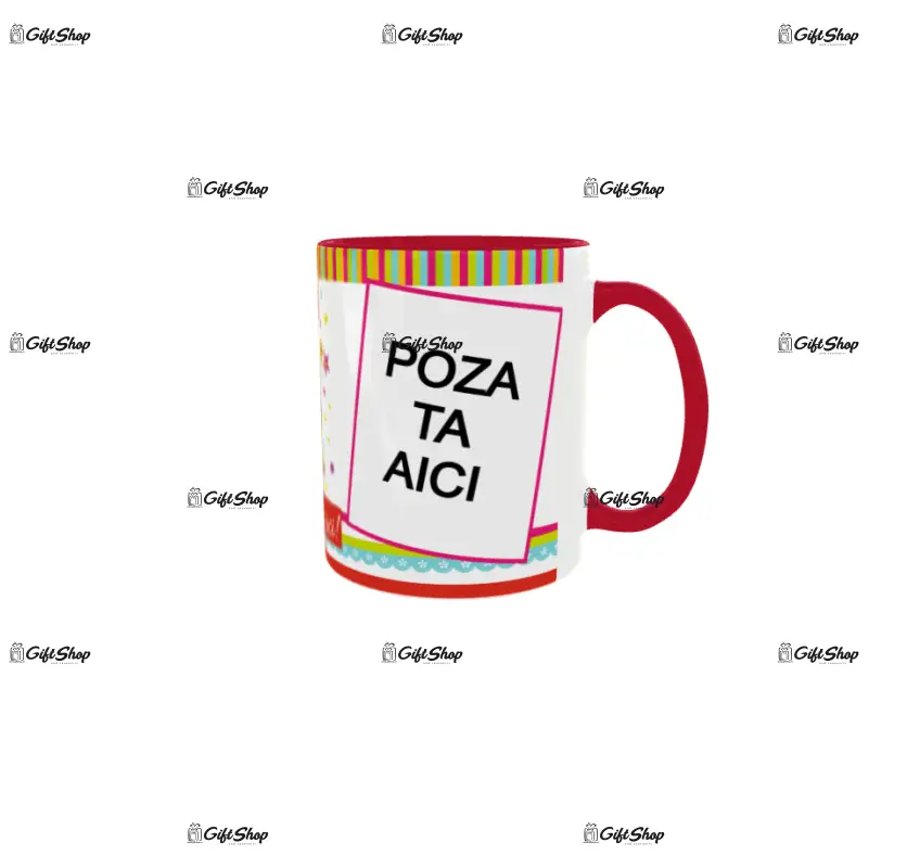La multi ani, cana din ceramica, 330ml, personalizata cu 2 poze si text model 3351